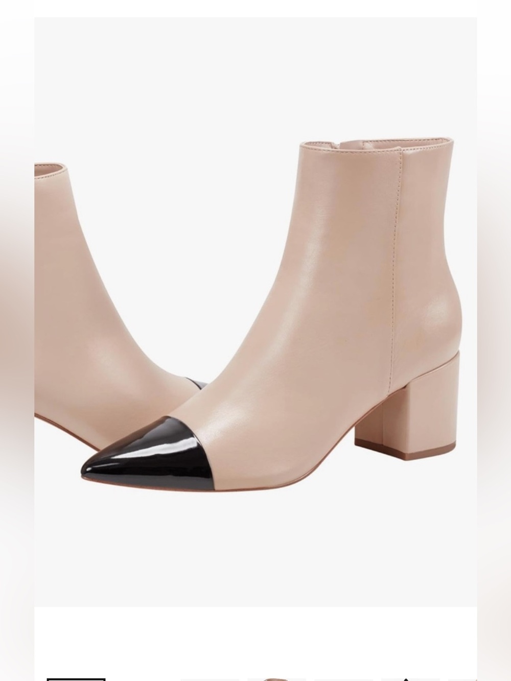 Marc Fisher Two-Tone Pointed Toe Block Heel Ankle Boots